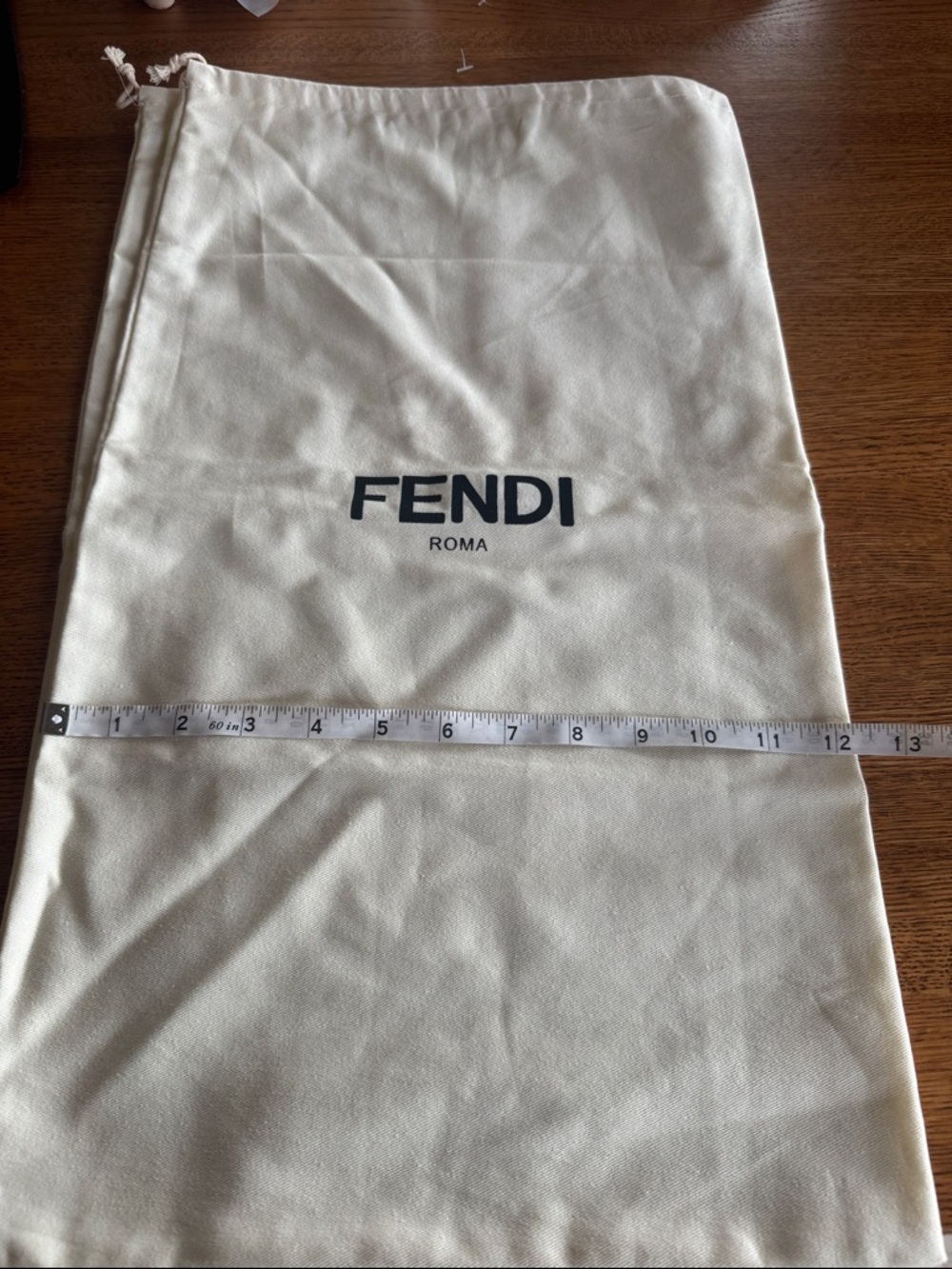 Fendi Cream and Black Logo Drawstring Bag - set of two